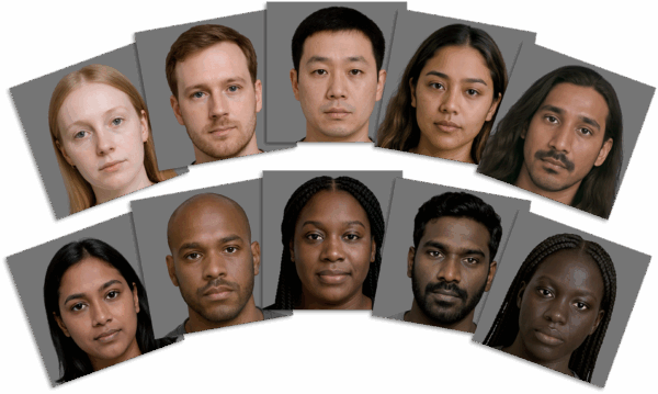 Diverse Skin Tone Face Targets (Set of 10)-V2